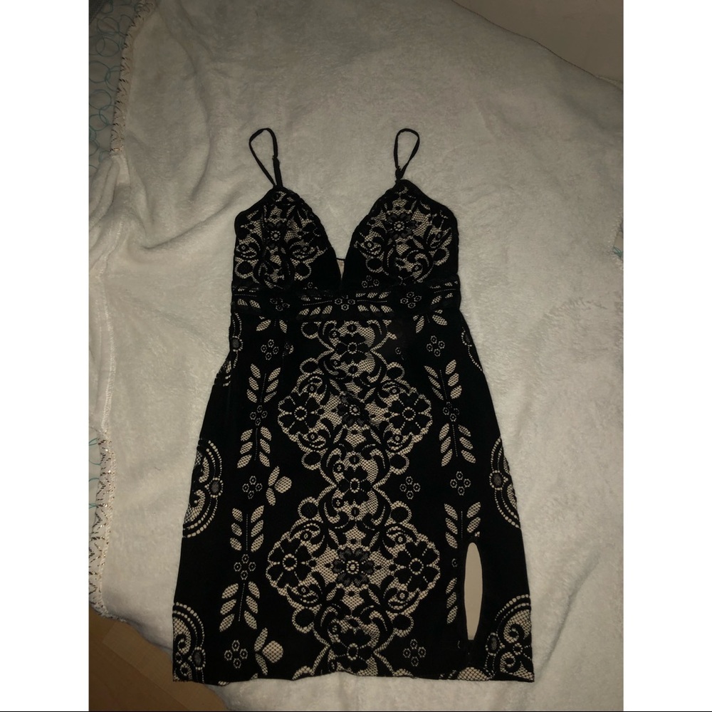 black side cut dress